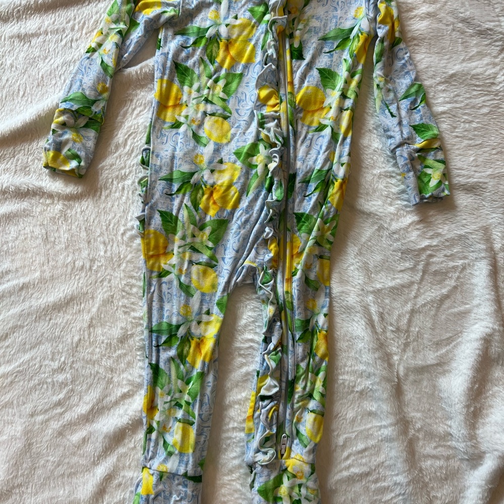 Little Sleepies Lemon & Green Ruffle Zip One-Piece